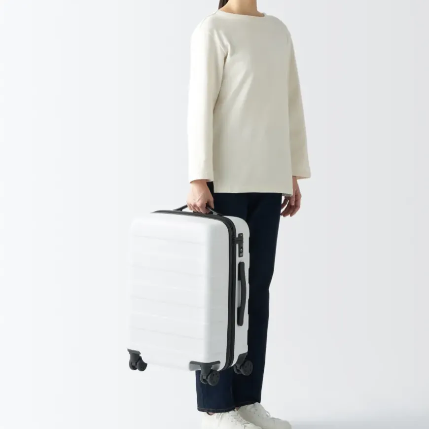 Adjustable Handle Hard Shell Suitcase 36L - White | Carry-On