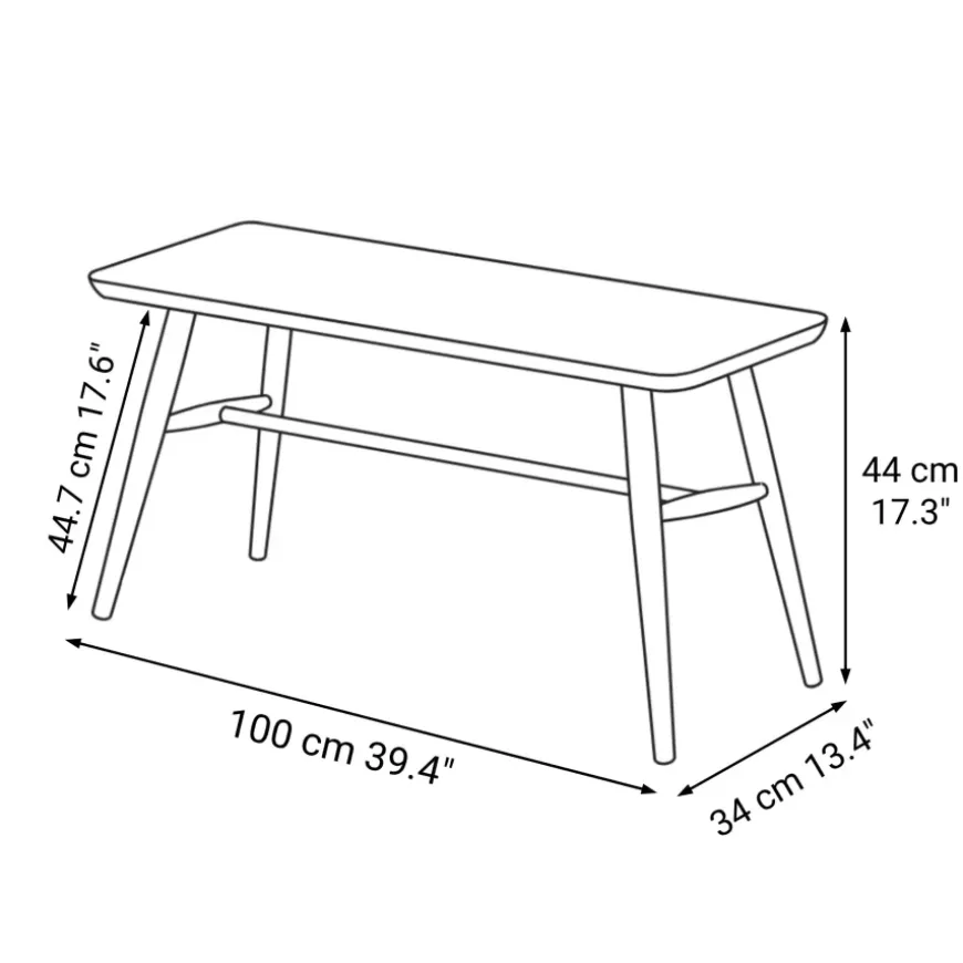 Beech Wood Bench with Round Legs