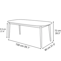 Beech Wood Table with Round Legs - W 59.1