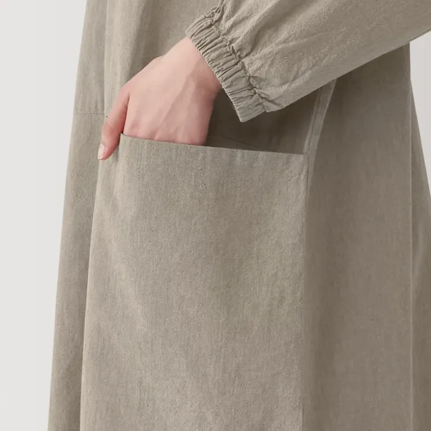 Easy Fit Long Sleeve Apron - Dark Beige