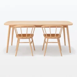 [HD] Beech Wood Table with Round Legs - W 70.9