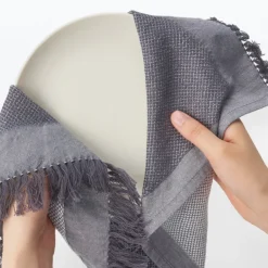 Indian Cotton Multipurpose Cloth with Fringes - Charcoal Gray