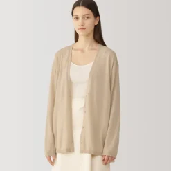 Labo Women's Natural Cashmere V Neck Cardigan