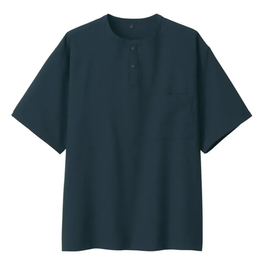 Men's Breathable Henley Woven T-Shirt