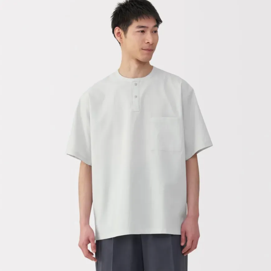 Men's Breathable Henley Woven T-Shirt