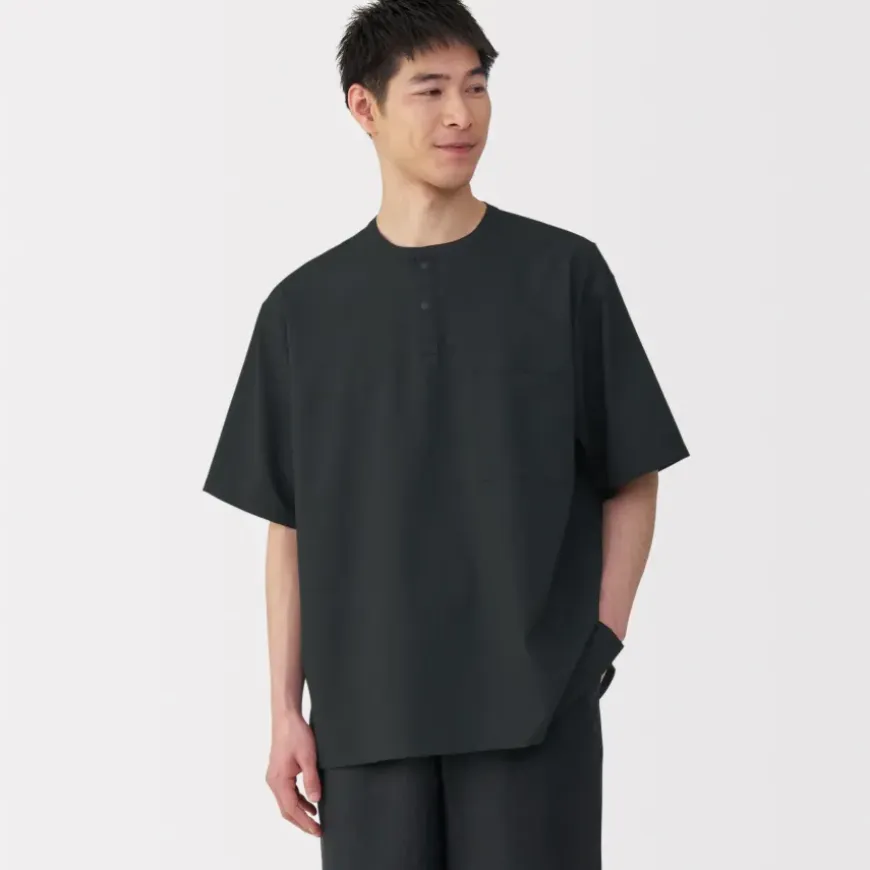 Men's Breathable Henley Woven T-Shirt