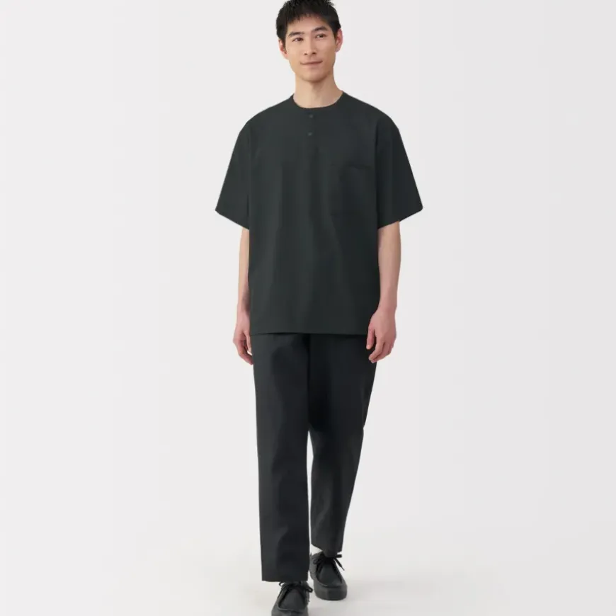 Men's Breathable Henley Woven T-Shirt