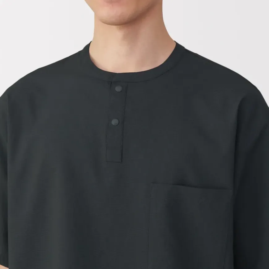 Men's Breathable Henley Woven T-Shirt