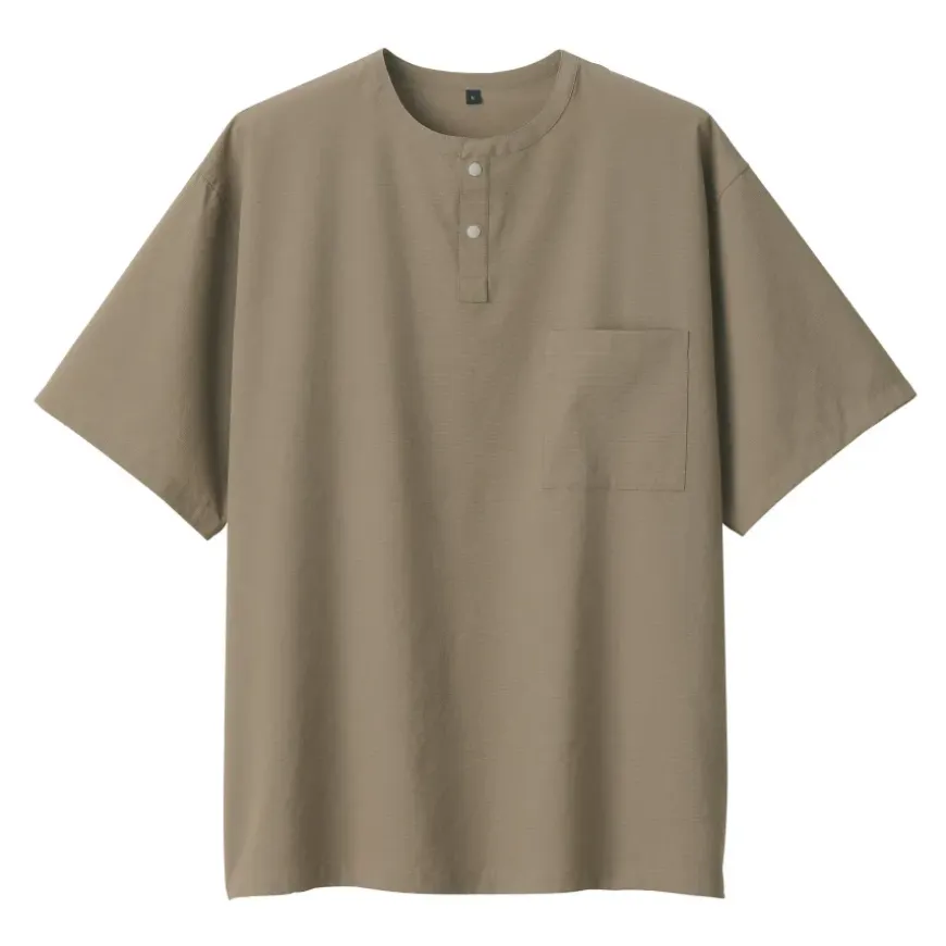 Men's Breathable Henley Woven T-Shirt