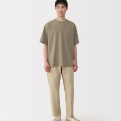 Men's Breathable Henley Woven T-Shirt