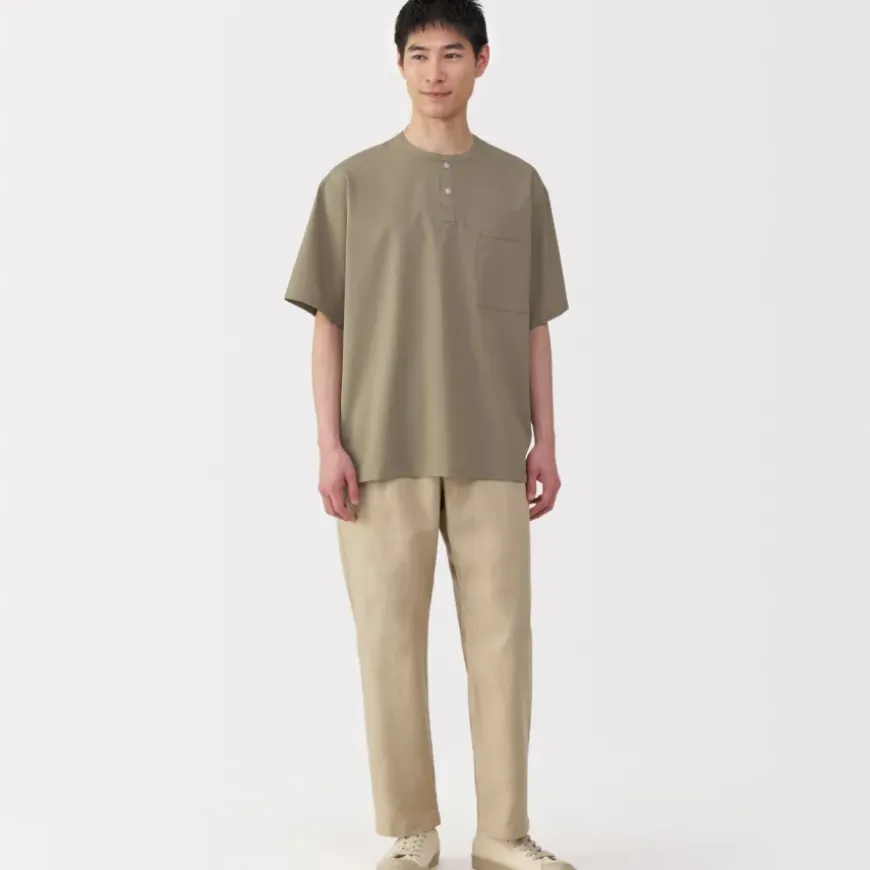 Men's Breathable Henley Woven T-Shirt