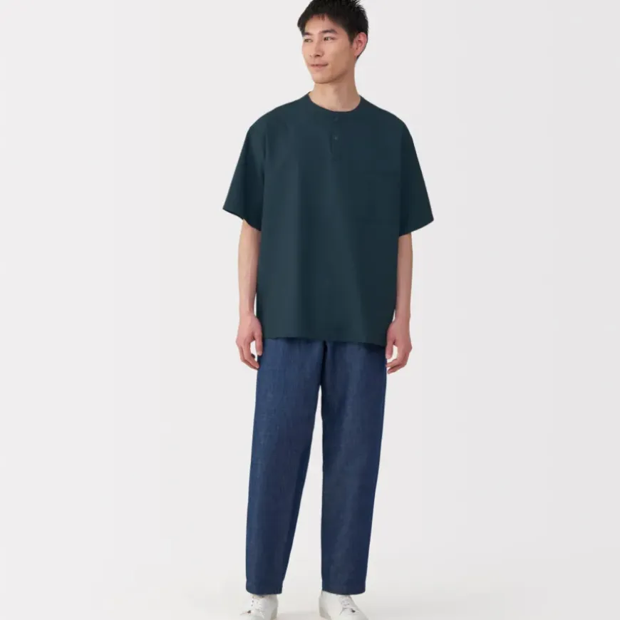 Men's Breathable Henley Woven T-Shirt