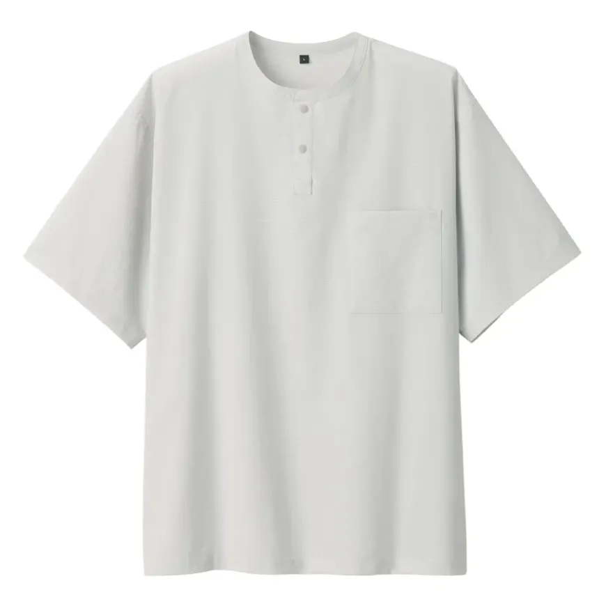 Men's Breathable Henley Woven T-Shirt