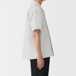 Men's Breathable Seersucker Open Collar Short Sleeve Shirt