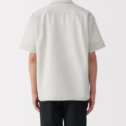 Men's Breathable Seersucker Open Collar Short Sleeve Shirt