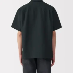 Men's Breathable Seersucker Open Collar Short Sleeve Shirt