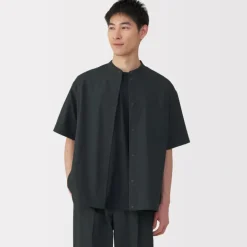 Men's Breathable Stand Collar Short Sleeve Shirt