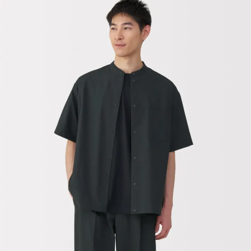 Men's Breathable Stand Collar Short Sleeve Shirt