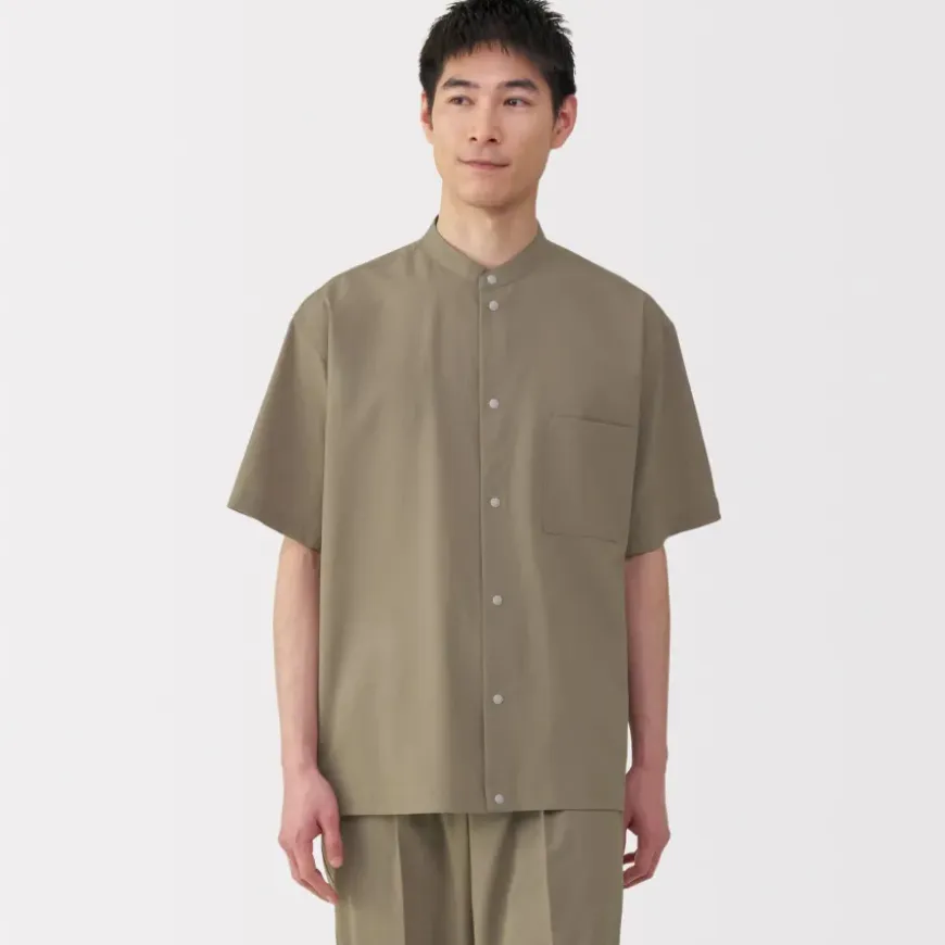 Men's Breathable Stand Collar Short Sleeve Shirt