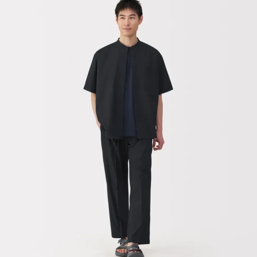 Men's Breathable Stand Collar Short Sleeve Shirt