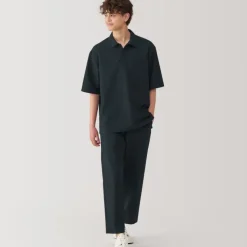 Men's Breathable Wide Half Sleeve Woven Polo Shirt