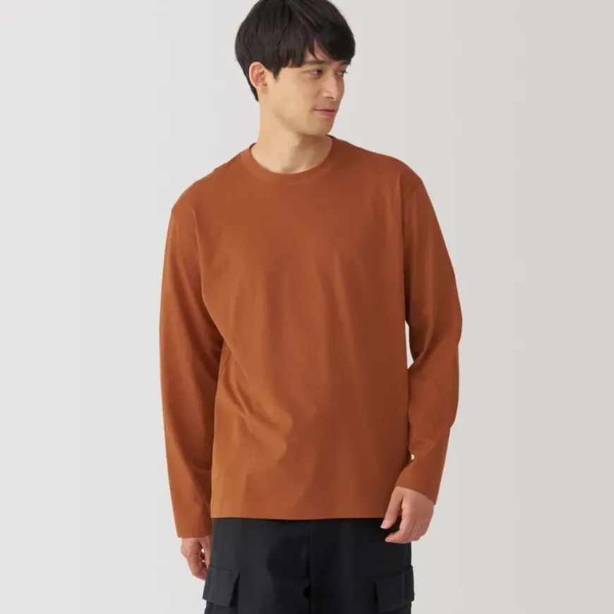 Men's Brushed Crew Neck Long Sleeve T-Shirt