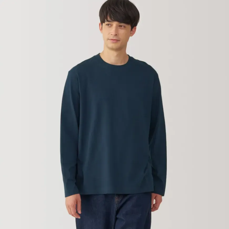 Men's Brushed Crew Neck Long Sleeve T-Shirt