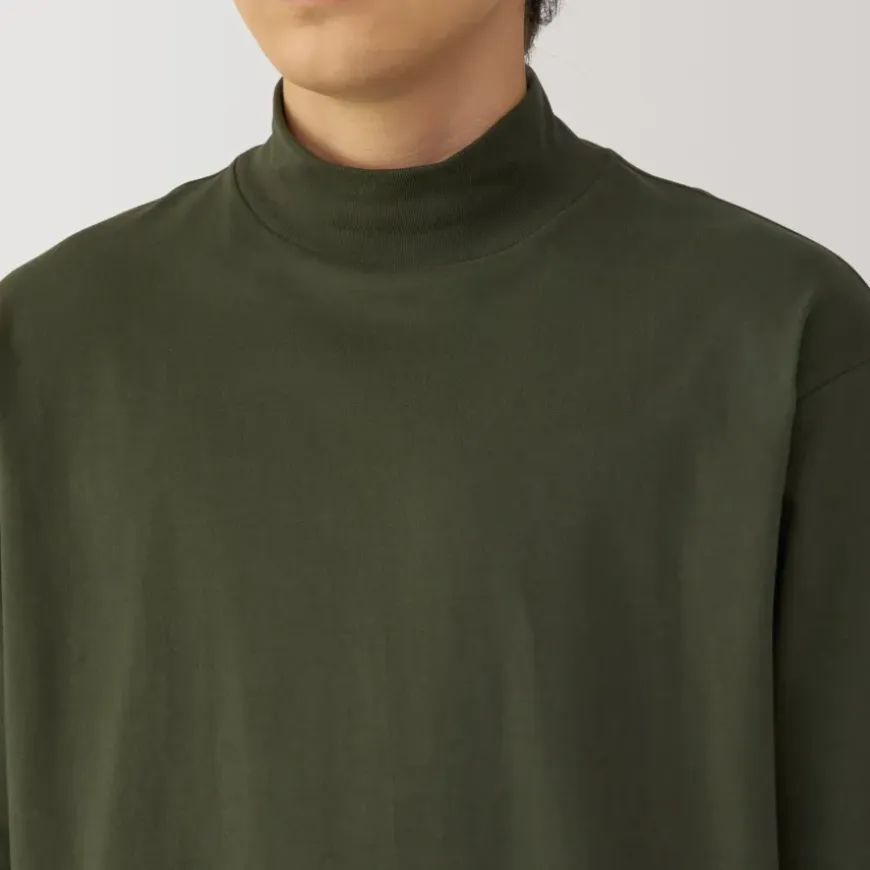 Men's Brushed High Neck Long Sleeve T-Shirt