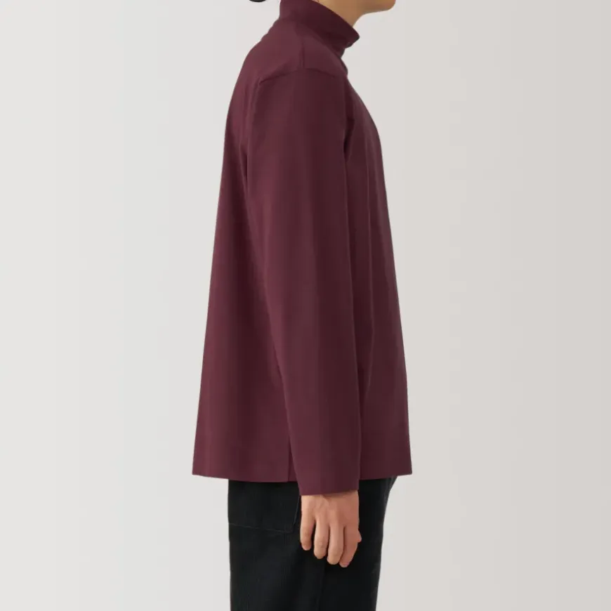 Men's Brushed High Neck Long Sleeve T-Shirt