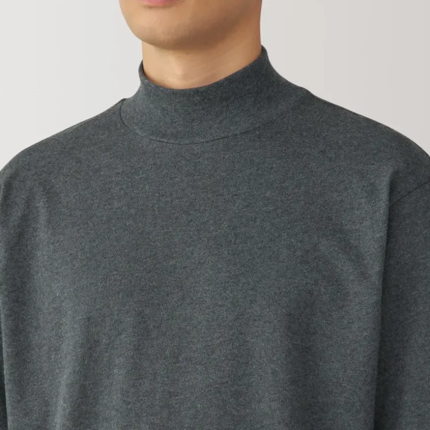 Men's Brushed High Neck Long Sleeve T-Shirt