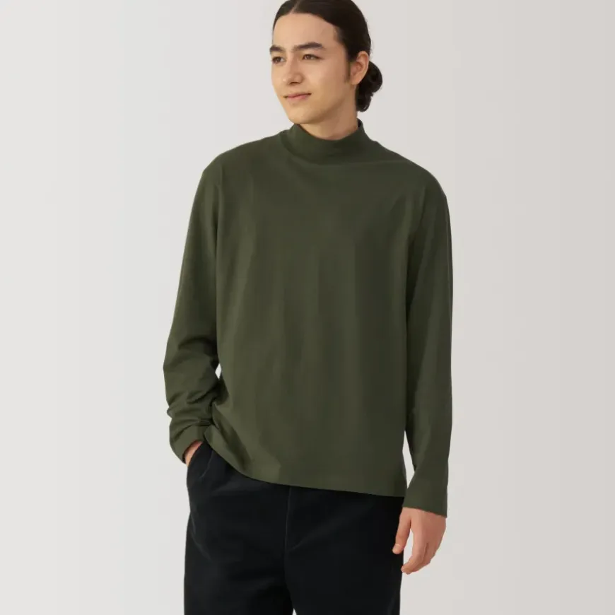 Men's Brushed High Neck Long Sleeve T-Shirt