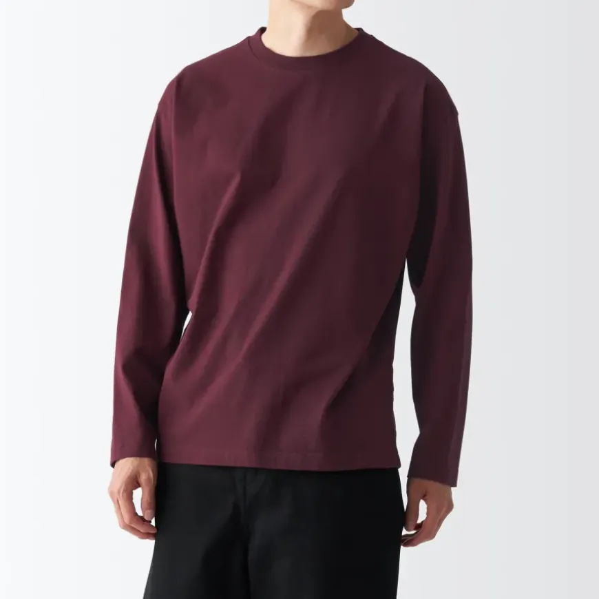 Men's Brushed Jersey Crew Neck Long Sleeve T-Shirt