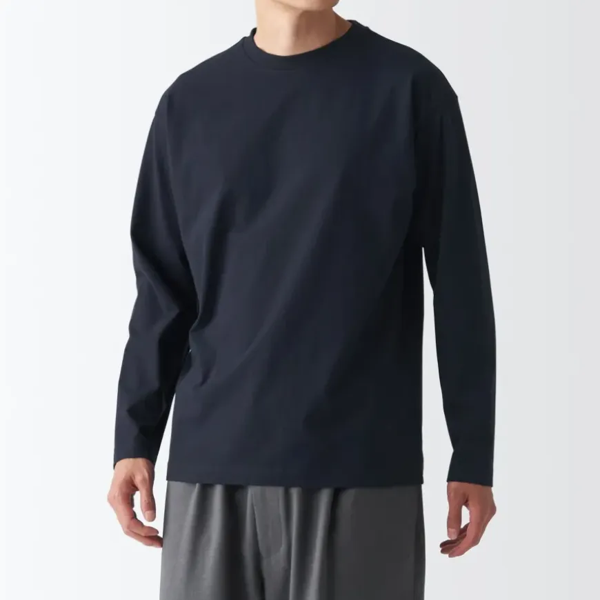Men's Brushed Jersey Crew Neck Long Sleeve T-Shirt