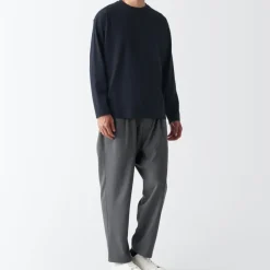 Men's Brushed Jersey Crew Neck Long Sleeve T-Shirt