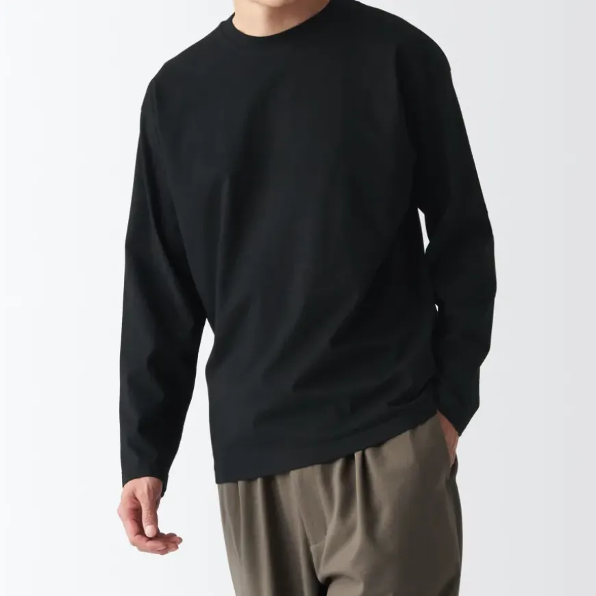 Men's Brushed Jersey Crew Neck Long Sleeve T-Shirt