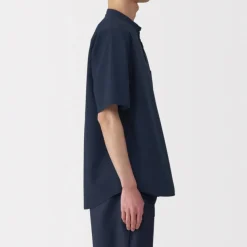 Men's Cool Touch Henley Neck Short Sleeve Woven T-Shirt