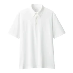 Men's Cool Touch Pique Button Down Short Sleeve Polo Shirt