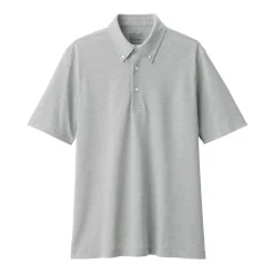 Men's Cool Touch Pique Button Down Short Sleeve Polo Shirt