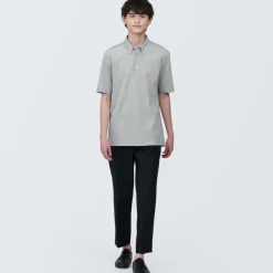Men's Cool Touch Pique Button Down Short Sleeve Polo Shirt