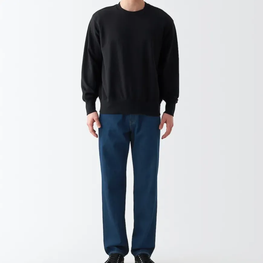Men's Denim Regular Pants Blue (L 32inch / 82cm)