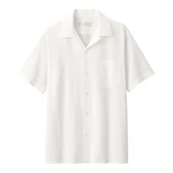 Men's Dobby Open Collar Short Sleeve Shirt