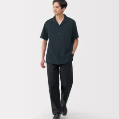 Men's Dobby Open Collar Short Sleeve Shirt