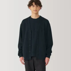 Men's Double Knitted V Neck Cardigan