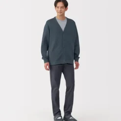 Men's Double Knitted V Neck Cardigan