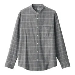 Men's Flannel Stand Collar Long Sleeve Patterned Shirt