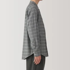 Men's Flannel Stand Collar Long Sleeve Patterned Shirt