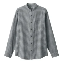 Men's Flannel Stand Collar Long Sleeve Patterned Shirt