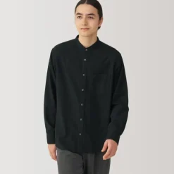 Men's Flannel Stand Collar Long Sleeve Shirt