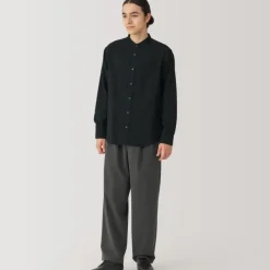 Men's Flannel Stand Collar Long Sleeve Shirt