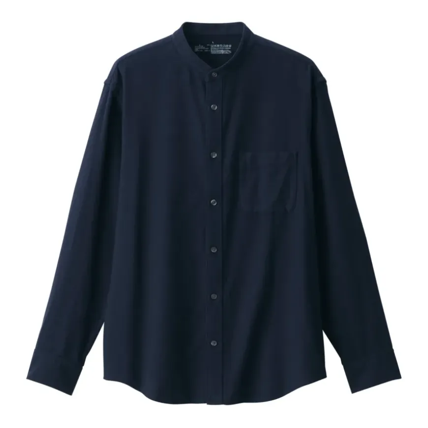 Men's Flannel Stand Collar Long Sleeve Shirt